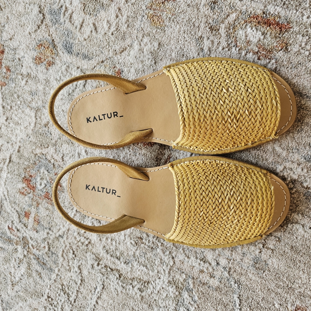 KALTUR Yellow Woven Sandals